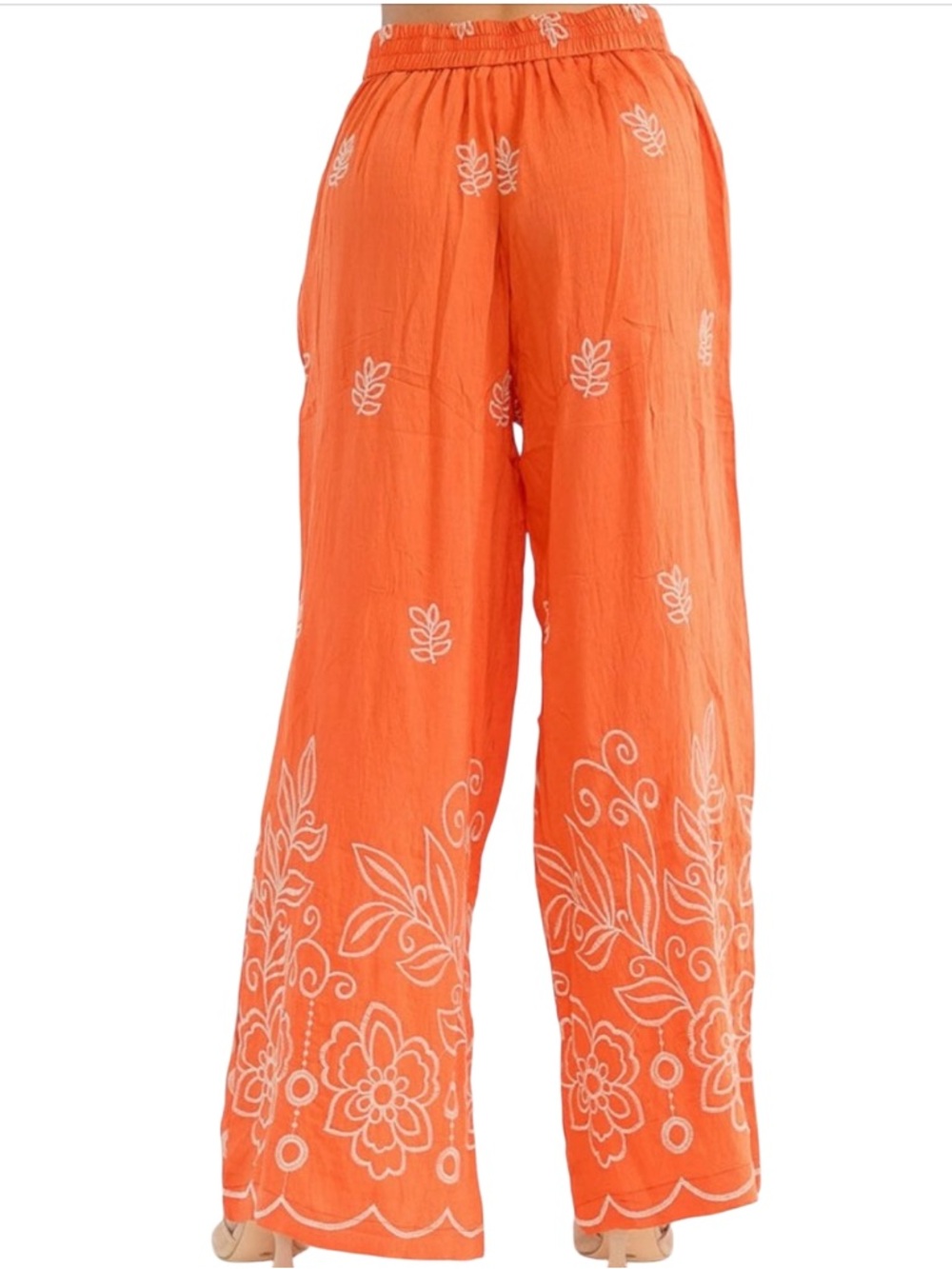 Fancy Fashion Ilara Floral Print Linen Blend Wide Leg Palazzo Pants - Picture 2 of 8